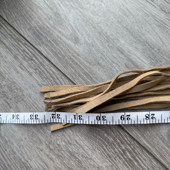 Laura Petite Tie Up Fringe Suede Leather Belt Boho Tie Up Belt Made in Canada - Picture 9 of 9